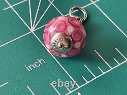 New! James Avery Retired Pink Beaded Heart Art Glass Finial Charm Sterling Silver