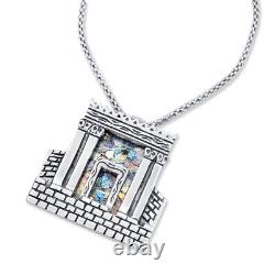 New Roman Glass & Sterling Silver Necklace The Holy Temple Of Jerusalem Pendant