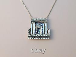 New Roman Glass & Sterling Silver Necklace The Holy Temple Of Jerusalem Pendant