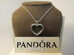 New withBox Pandora Floating Heart Locket Glass withChain 590544-60 Love Romance