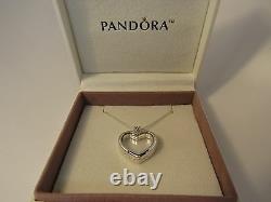 New withBox Pandora Floating Heart Locket Glass withChain 590544-60 Love Romance