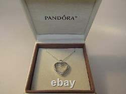 New withBox Pandora Floating Heart Locket Glass withChain 590544-60 Love Romance