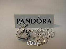 New withBox Pandora Floating Heart Locket Glass withChain 590544-60 Love Romance