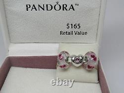 New withBox Pandora Set of 3 Charms Treasured & Wild Hearts Glass Love Romance