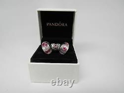 New withBox Pandora Set of 3 Charms Treasured & Wild Hearts Glass Love Romance