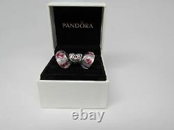 New withBox Pandora Set of 3 Charms Treasured & Wild Hearts Glass Love Romance