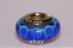 Nib Pandora14k Gold Blue Lotus Murano Glass Charm Retired 750506 Very Rare Htf