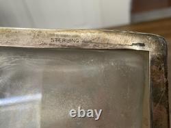 Nice-antique Victorian Sterling Silver Overlay Collar Etched Cut Glass Decanter
