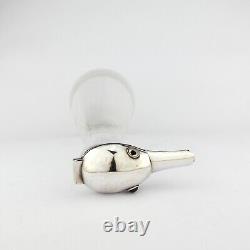 Novelty Antique Glass Solid Sterling Silver Claret Jug Decanter. Wilhelm Binder
