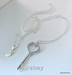 Nwt Authentic Pandora Floating Heart Locket Key Necklace #396581cz-80 Hinge Box