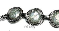 Nwt Or Paz Sterling Silver 925 Roman Glass Link Bracelet 8 Israel Pz