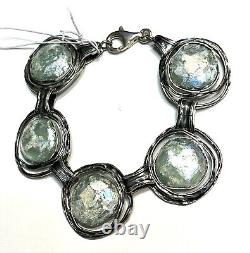 Nwt Or Paz Sterling Silver 925 Roman Glass Link Bracelet 8 Israel Pz