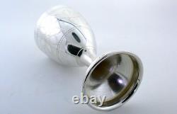 ONE 2 9/10 x 1 1/2 INCH FLORAL ENGRAVED STERLING SILVER CORDIAL CUP GLASS