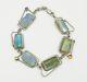 Ooak Jackie Cohen Art Studio Roman Glass Sterling Silver Gemstones Bracelet