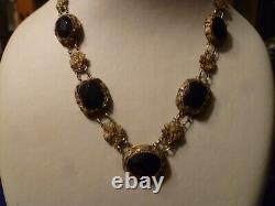 Old Chinese Export Sterling Silver Filigree Smoky Topaz Glass 18 Necklace