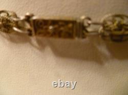 Old Chinese Export Sterling Silver Filigree Smoky Topaz Glass 18 Necklace