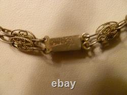 Old Chinese Export Sterling Silver Filigree Smoky Topaz Glass 18 Necklace