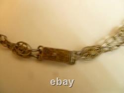 Old Chinese Export Sterling Silver Filigree Smoky Topaz Glass 18 Necklace