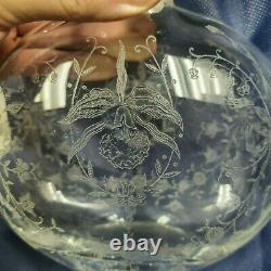 Old HEISEY ORCHID Sterling Silver Topped ELEGANT Etched GLASS DECANTER