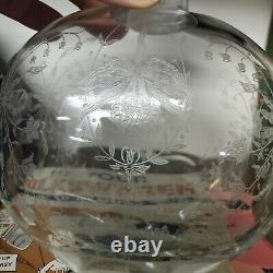 Old HEISEY ORCHID Sterling Silver Topped ELEGANT Etched GLASS DECANTER