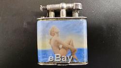 One of a kind! DUNHILL GLASS ENAMEL STERLING SILVER LIGHTER