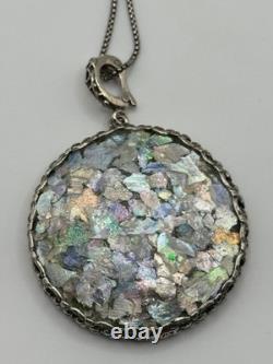 Or Paz Israel Roman Glass Sterling Silver Enhancer Pendant Necklace