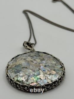 Or Paz Israel Roman Glass Sterling Silver Enhancer Pendant Necklace