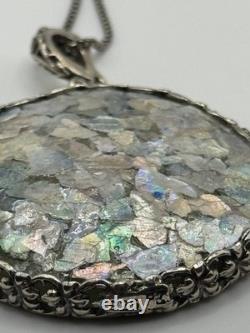 Or Paz Israel Roman Glass Sterling Silver Enhancer Pendant Necklace