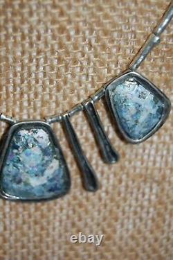 Or Paz Sterling Silver And Roman Glass Statement Necklace, Made In Israel