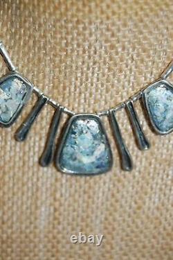 Or Paz Sterling Silver And Roman Glass Statement Necklace, Made In Israel