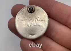 Orient & Flume Floral Iridescent Art Glass Sterling Silver Pendant 1978. Signed