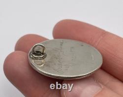 Orient & Flume Floral Iridescent Art Glass Sterling Silver Pendant 1978. Signed