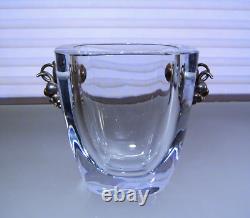 Original 1930s Danish Stromberg Glass Vase Sterling Silver Signed