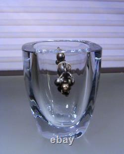 Original 1930s Danish Stromberg Glass Vase Sterling Silver Signed