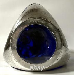 Original Large K. Uyeda Cobalt Blue Glass and Sterling Silver Decanter
