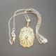 Ornate Antique Finely Detailed Sterling Silver Camphor Glass Pendant Necklace