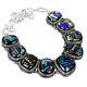 Oval American Dichroic Glass Stone 925 Sterling Silver Vintage Chain Necklace
