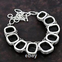 Oval American Dichroic Glass Stone 925 Sterling Silver Vintage Chain Necklace