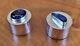 Pair'90s American Studio Crafted Sterling Silver Pill Boxes Dichroic Art Glass