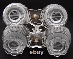 PAIR Antique French Sterling Silver & Intaglio Glass Double Open Salt Caddies
