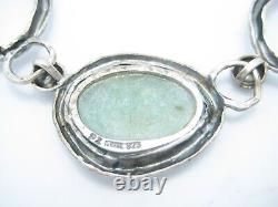 PZ Israel Sterling Silver Roman Glass Hammered Round Link Necklace 18