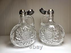 Pair Gorham Sterling Silver Mounted ABP Cut Glass Whiskey Jugs c1892