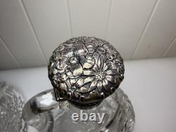 Pair Gorham Sterling Silver Mounted ABP Cut Glass Whiskey Jugs c1892