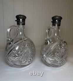 Pair Gorham Sterling Silver Mounted ABP Cut Glass Whiskey Jugs c1892 Pair Gorham Sterling Silver Mounted ABP Cut Glass Whiskey Jugs c1892