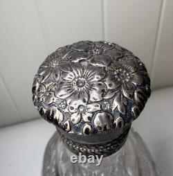 Pair Gorham Sterling Silver Mounted ABP Cut Glass Whiskey Jugs c1892