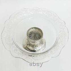Pair Guyot Auguste French Sterling Silver Mounted Glass Compotes circa 1910