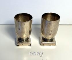 Pair Mid-Century Modern WILLIAM SPRATLING Mexico sterling silver shot glasses