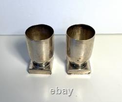Pair Mid-Century Modern WILLIAM SPRATLING Mexico sterling silver shot glasses
