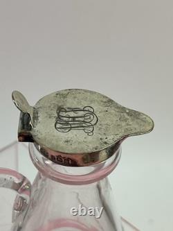 Pair Of Antique Sterling Silver Topped Glass Whiskey Noggins Hallmarked England