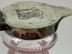 Pair Of Antique Sterling Silver Topped Glass Whiskey Noggins Hallmarked England